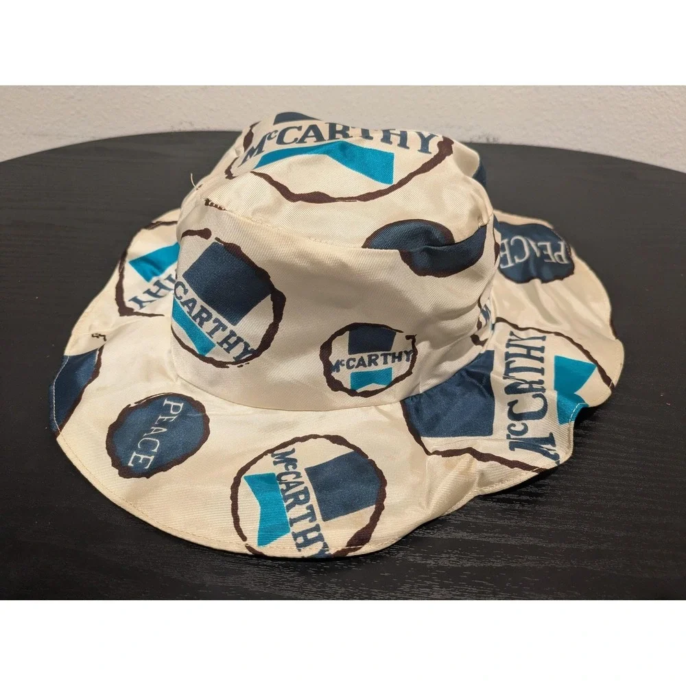 Vintage McCarthy Political Campaign Fabric Bucket Hat Peace Logo White 1968 Rare